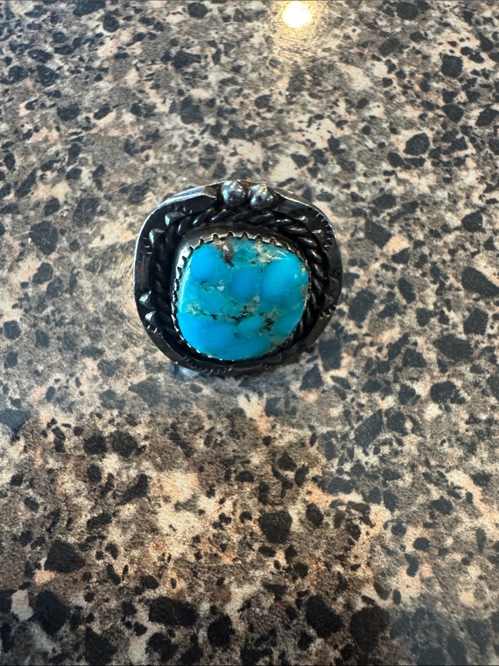Vintage handmade Turquoise Stone Silver-Accent Women's Ring - Blue Turquoise